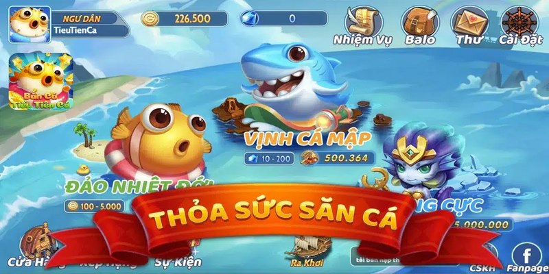 Những bàn chơi cuốn hút trong game như đảo nhiệt đới, vịnh cá mập