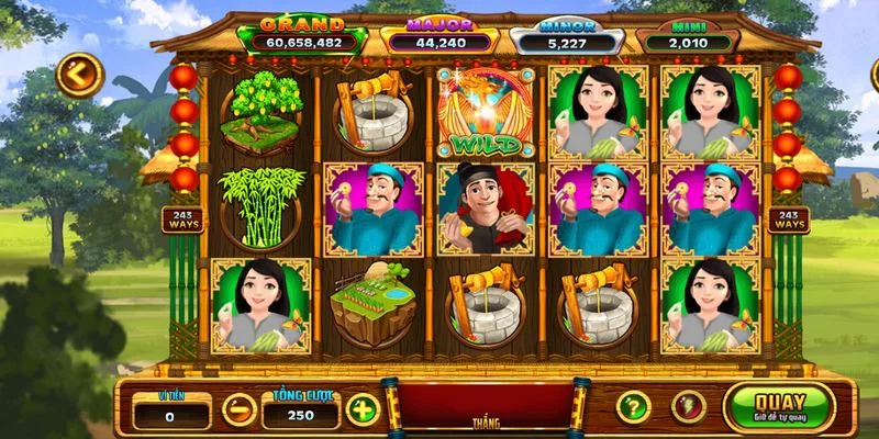 Game Ăn Khế Trả Vàng được thiết kế với tạo hình nhân vật quen thuộc