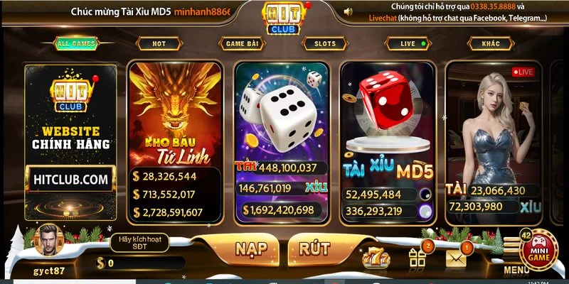 Bet thủ có thể tự do lựa chọn tựa game mình yêu thích tại nhà cái HitClub 